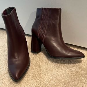 Anthropologie brand wine colored “Seychelles” booties.